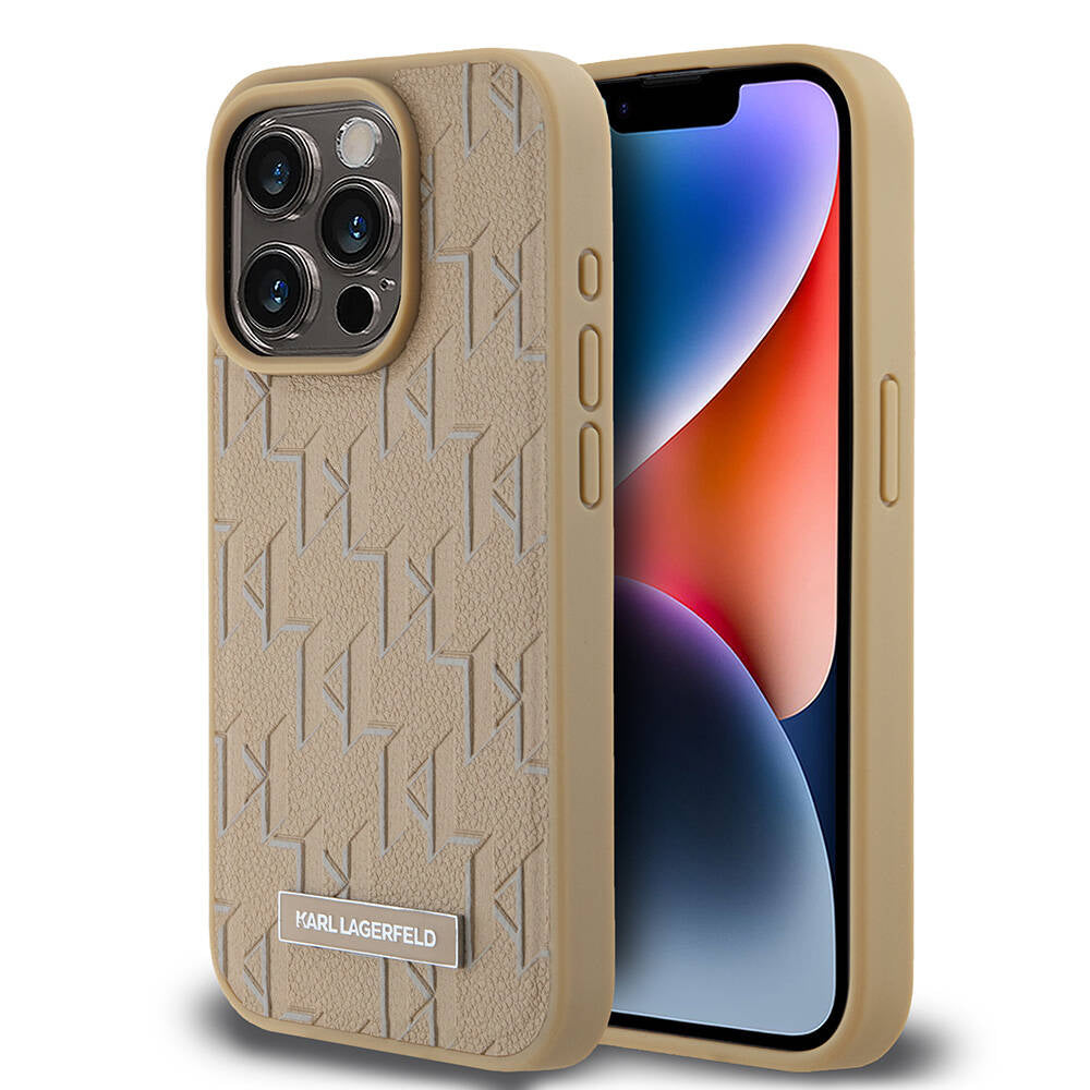 iPhone 15 Pro Kılıf Karl Lagerfeld Orijinal Lisanslı M-safe Şarj Özellikli KL Yazılı Hot Stamp Kılıf