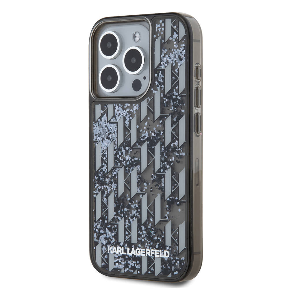 iPhone 15 Pro Kılıf Karl Lagerfeld Orijinal Lisanslı Simli KL Yazılı Monogram Gradıent Kılıf