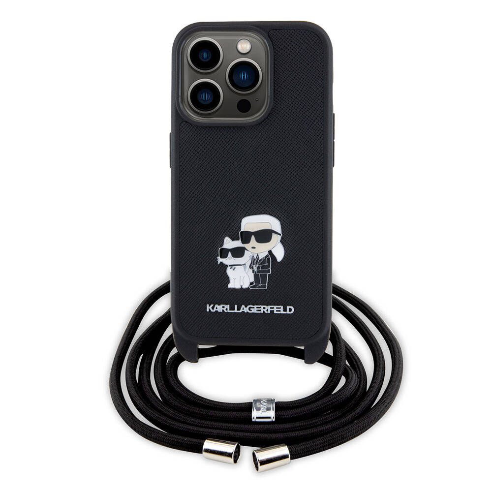iPhone 15 Pro Kılıf Karl Lagerfeld Askı İpli K&C Metal Logo Orijinal Lisanslı Kılıf