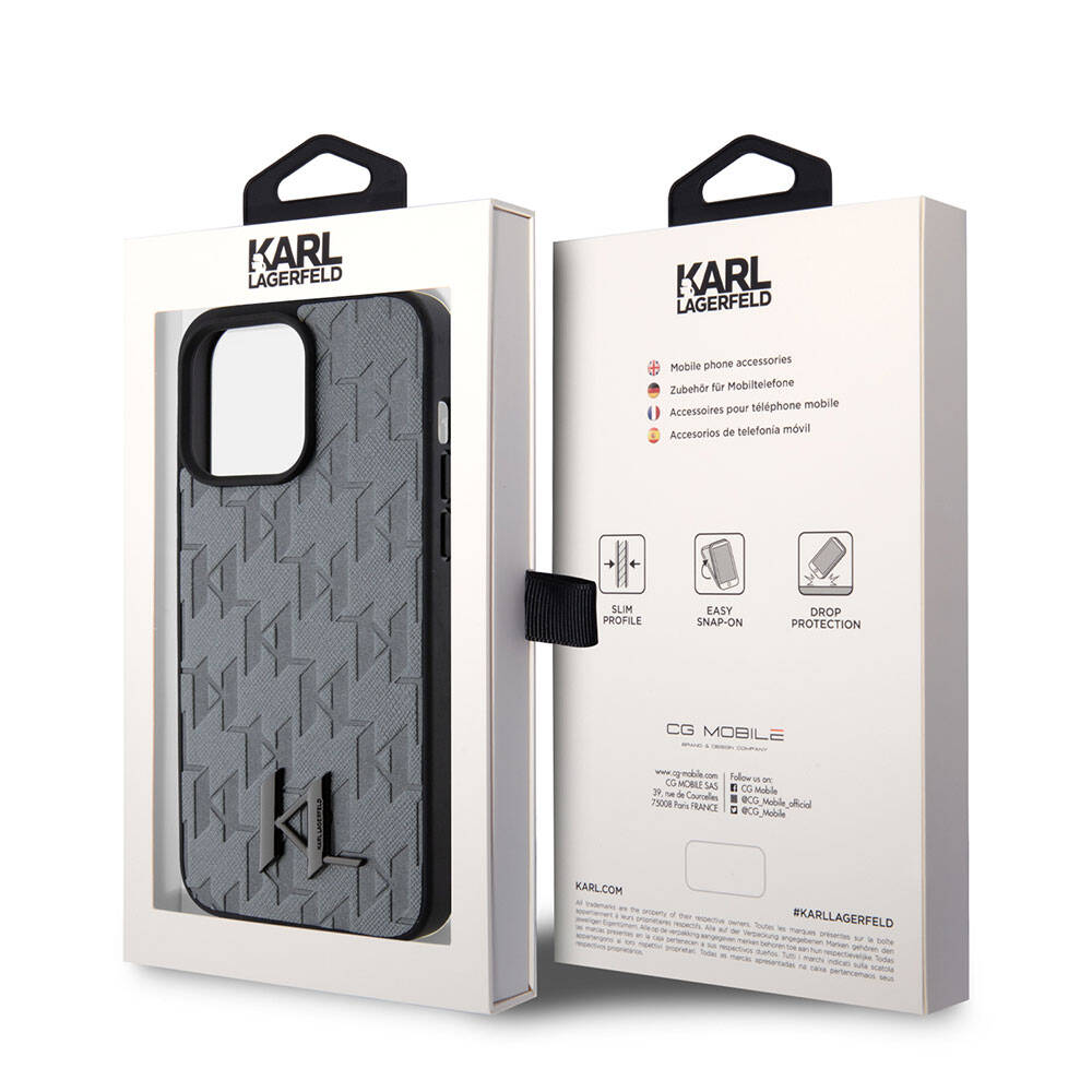 iPhone 15 Pro Kılıf Karl Lagerfeld Hot Stamp K&L Metal Logo Orijinal Lisanslı Kılıf