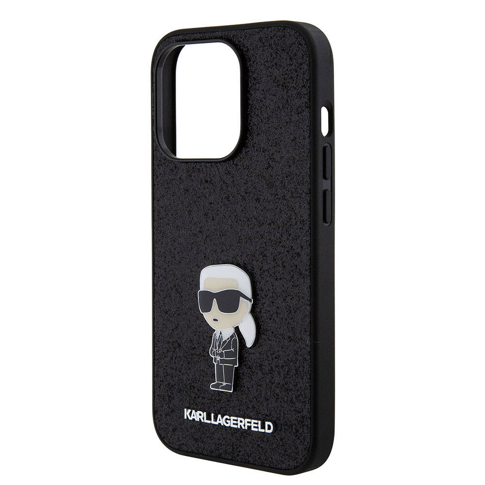 iPhone 15 Pro Kılıf Karl Lagerfeld İkonik Fixed Glitter Metal Logo orijinal Lisanslı Kılıf