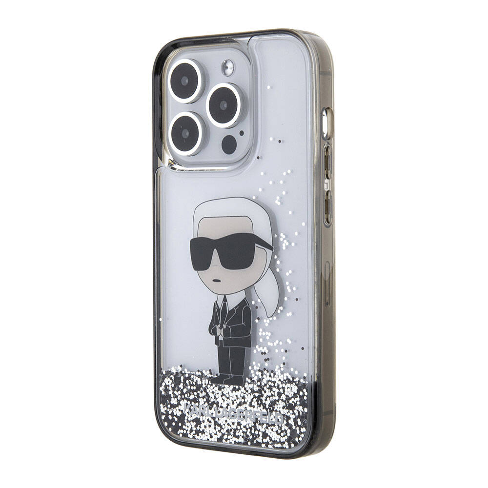 iPhone 15 Pro Kılıf Karl Lagerfeld İkonik Sıvılı Glitter Orijinal Lisanslı Kılıf
