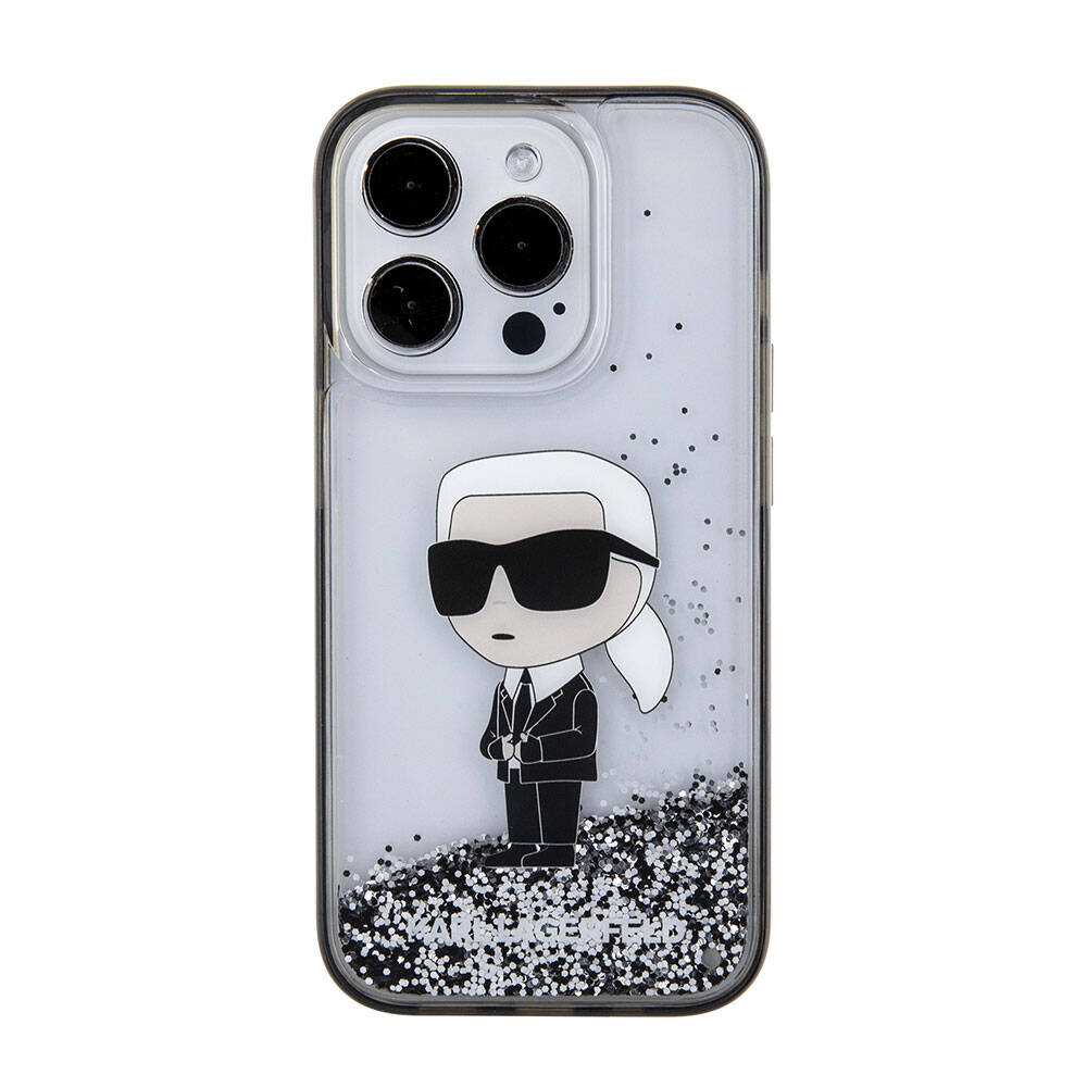 iPhone 15 Pro Kılıf Karl Lagerfeld İkonik Sıvılı Glitter Orijinal Lisanslı Kılıf