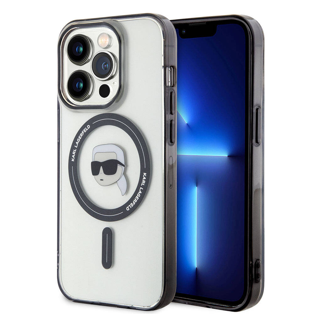iPhone 15 Pro Kılıf Karl Lagerfeld M-safe Şarj Özellikli IML Karl Orijinal Lisanslı Kılıf