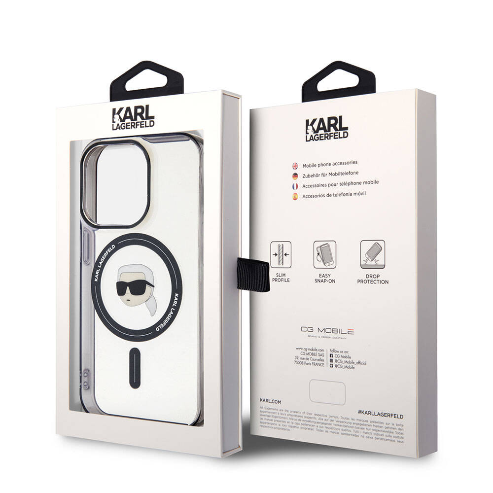 iPhone 15 Pro Kılıf Karl Lagerfeld M-safe Şarj Özellikli IML Karl Orijinal Lisanslı Kılıf