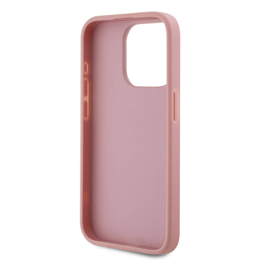 iPhone 15 Pro Kılıf Karl Lagerfeld orijinal Lisanslı 3D KL Yazılı Tüylü Arka Yüzey Saffiano Rhinestones Kılıf