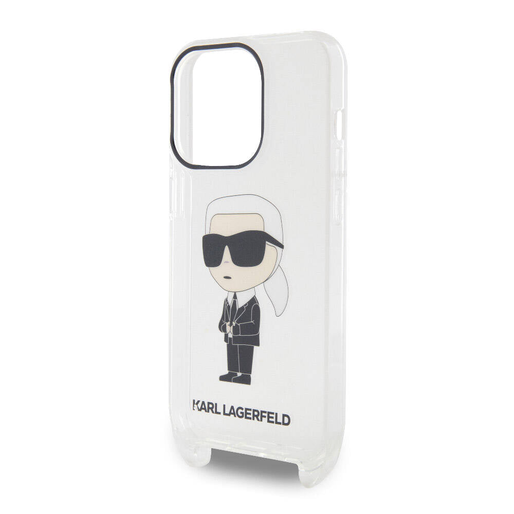 iPhone 15 Pro Kılıf Karl Lagerfeld orijinal Lisanslı Boyun Askılı Karl İkonik Crossbody Kılıf