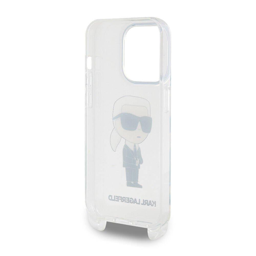 iPhone 15 Pro Kılıf Karl Lagerfeld orijinal Lisanslı Boyun Askılı Karl İkonik Crossbody Kılıf