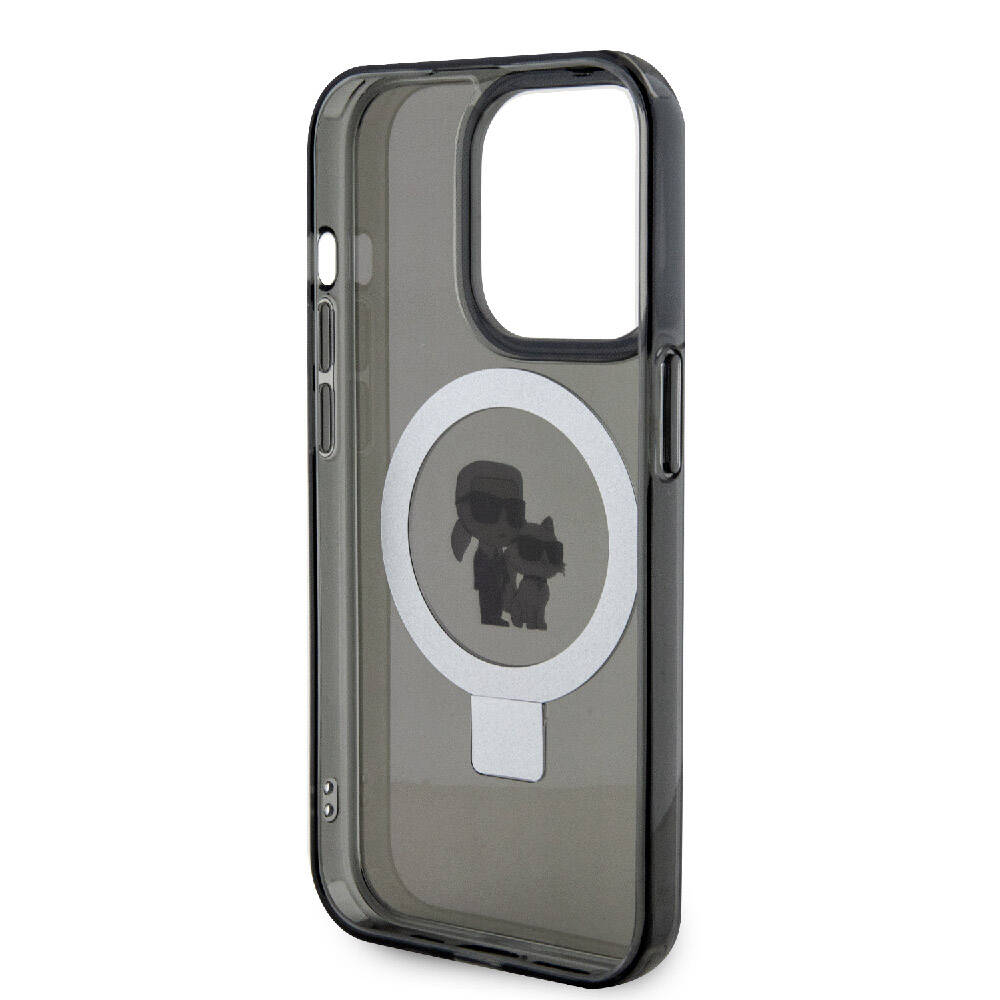 iPhone 15 Pro Kılıf Karl Lagerfeld orijinal Lisanslı M-safe Şarj Özellikli K&C İkonik Baskılı Ring Standlı Kılıf