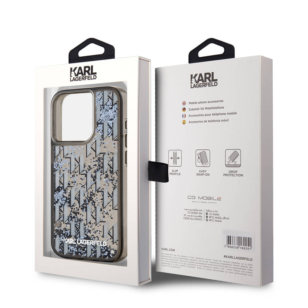 iPhone 15 Pro Kılıf Karl Lagerfeld orijinal Lisanslı Simli KL Yazılı Monogram Gradıent Kılıf