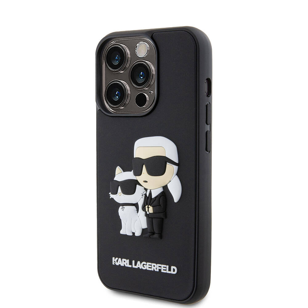 iPhone 15 Pro Kılıf Karl Lagerfeld Silikon 3D K&C Logo Orijinal Lisanslı Kılıf