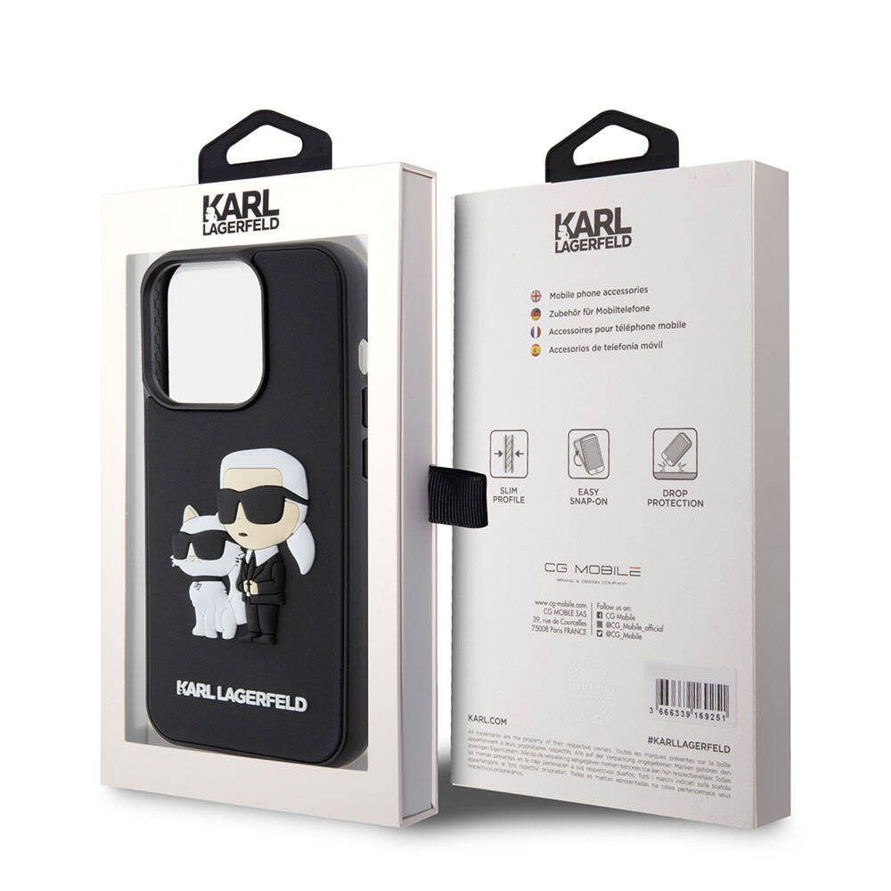 iPhone 15 Pro Kılıf Karl Lagerfeld Silikon 3D K&C Logo Orijinal Lisanslı Kılıf
