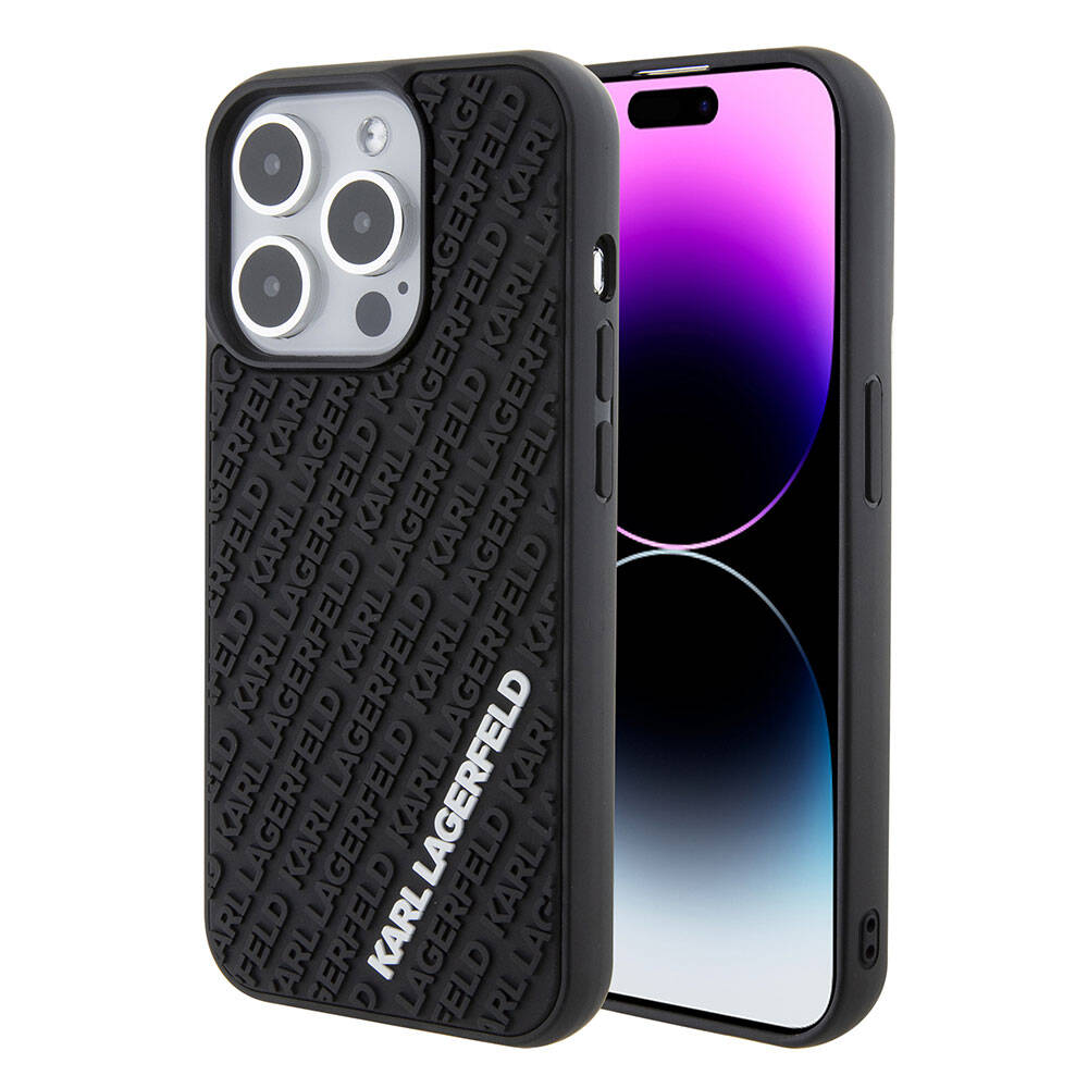 iPhone 15 Pro Kılıf Karl Lagerfeld Silikon 3D Multi Logo Orijinal Lisanslı Kılıf