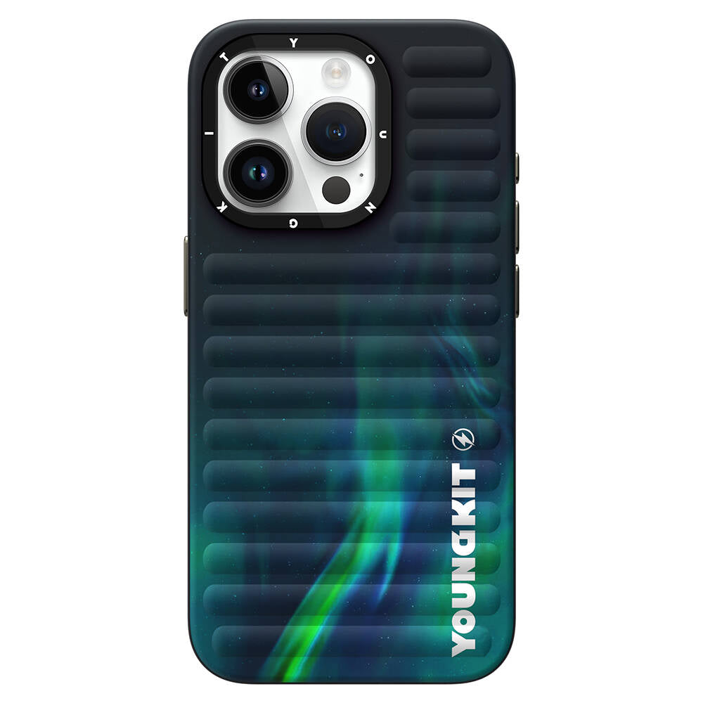 iPhone 15 Pro Kılıf Kuzey Işıkları Desenli Youngkit Aurora Serisi Kılıf