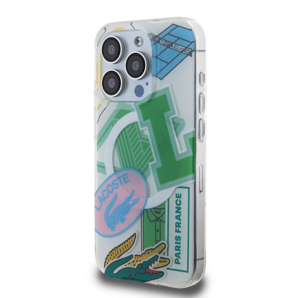 iPhone 15 Pro Kılıf Lacoste Orijinal Lisanslı M-safe Şarj Özellikli Çift Katmanlı Yamalar Desenli Kılıf