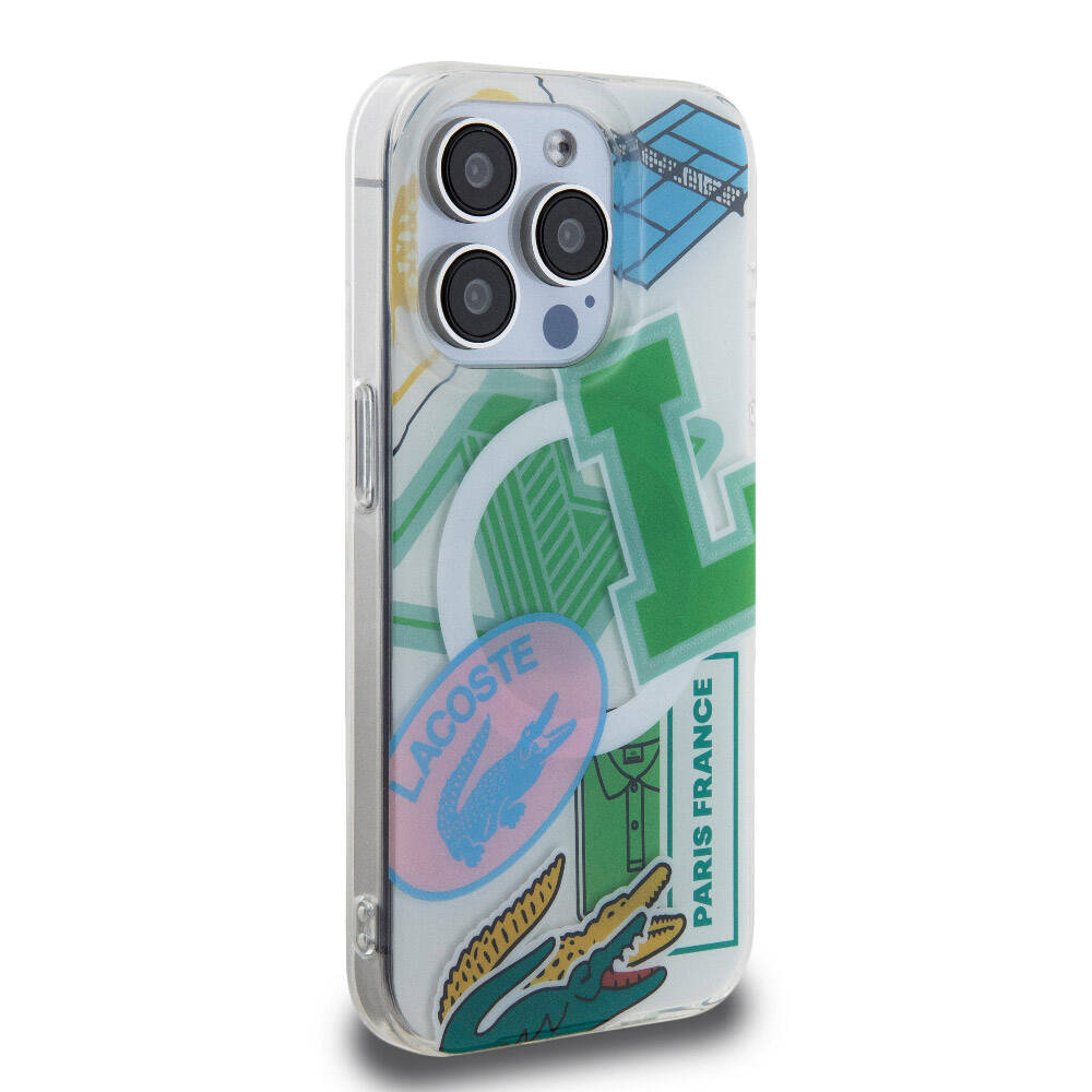 iPhone 15 Pro Kılıf Lacoste Orijinal Lisanslı M-safe Şarj Özellikli Çift Katmanlı Yamalar Desenli Kılıf