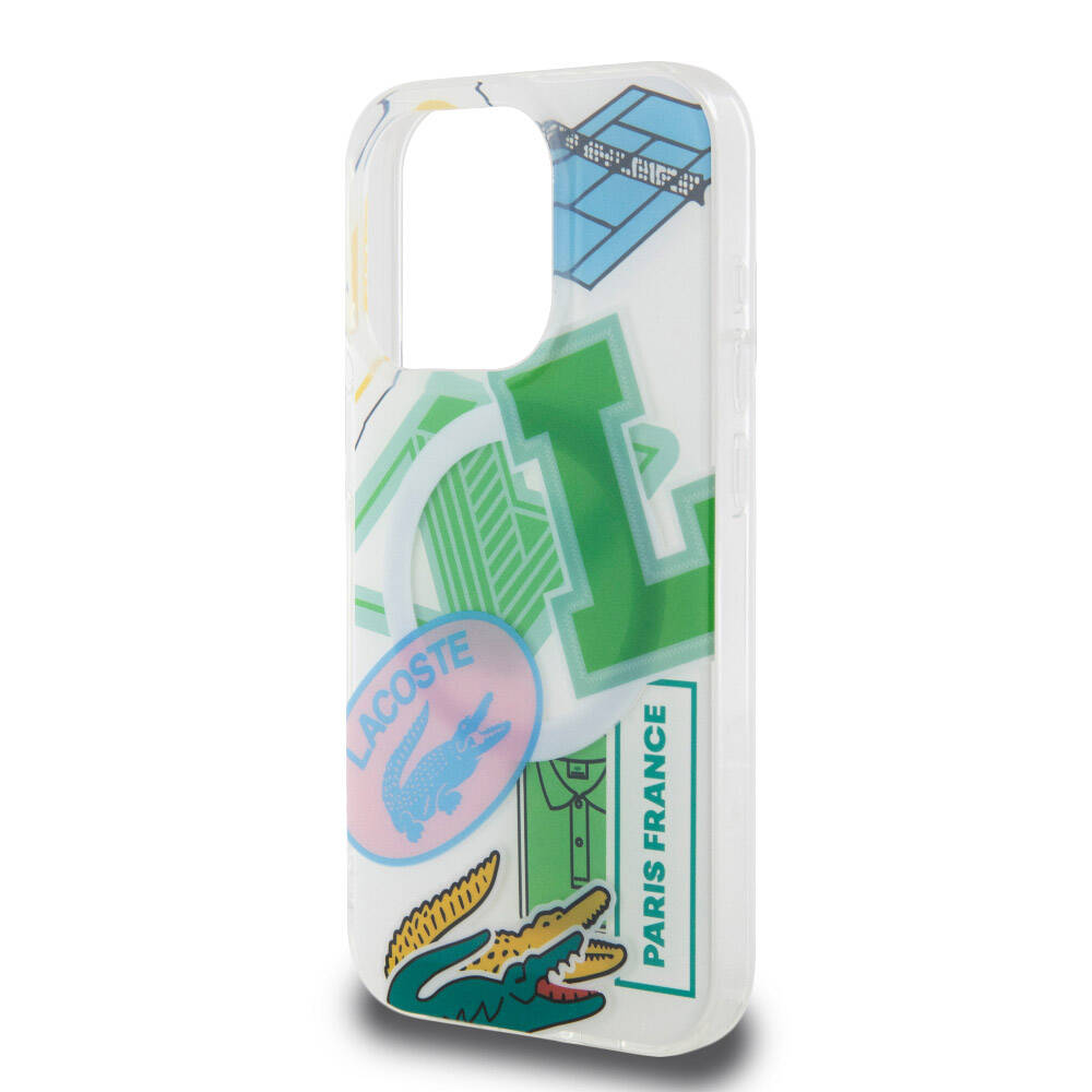 iPhone 15 Pro Kılıf Lacoste Orijinal Lisanslı M-safe Şarj Özellikli Çift Katmanlı Yamalar Desenli Kılıf