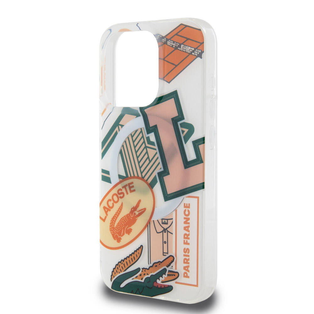 iPhone 15 Pro Kılıf Lacoste Orijinal Lisanslı M-safe Şarj Özellikli Çift Katmanlı Yamalar Desenli Kılıf