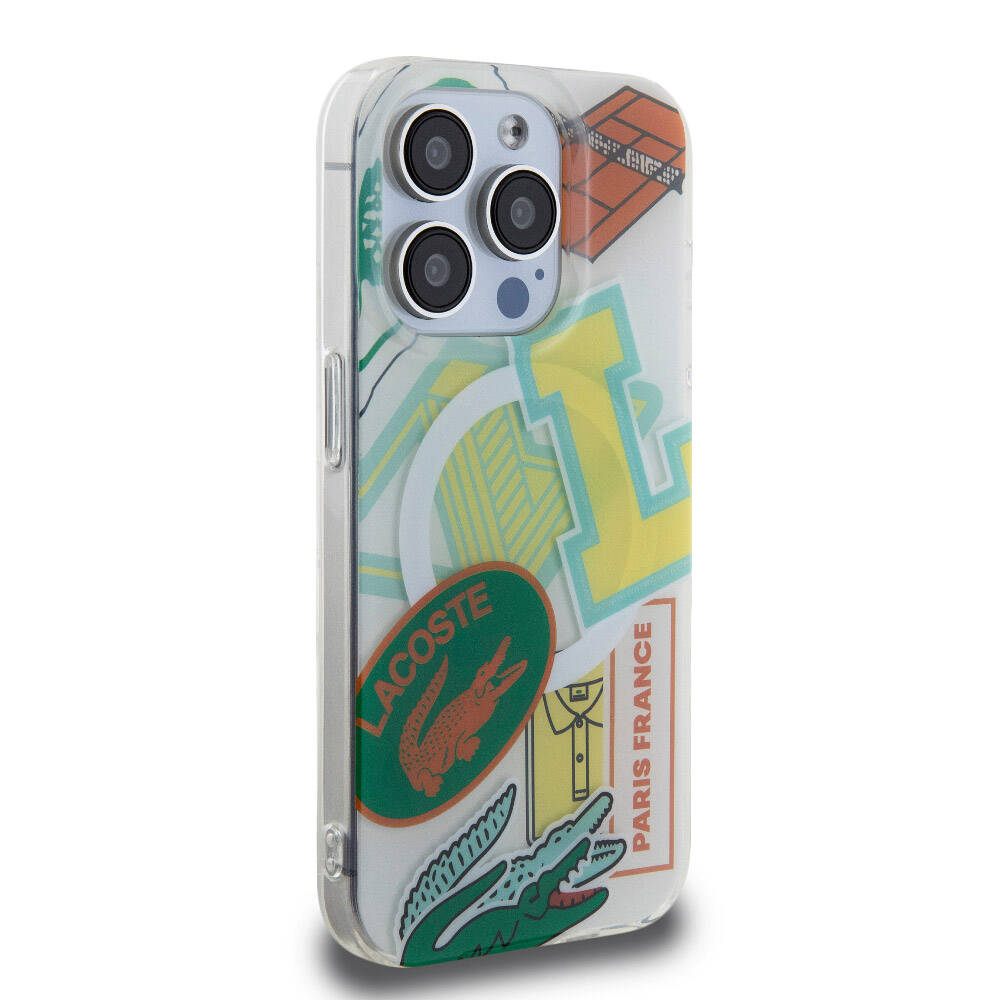 iPhone 15 Pro Kılıf Lacoste Orijinal Lisanslı M-safe Şarj Özellikli Çift Katmanlı Yamalar Desenli Kılıf