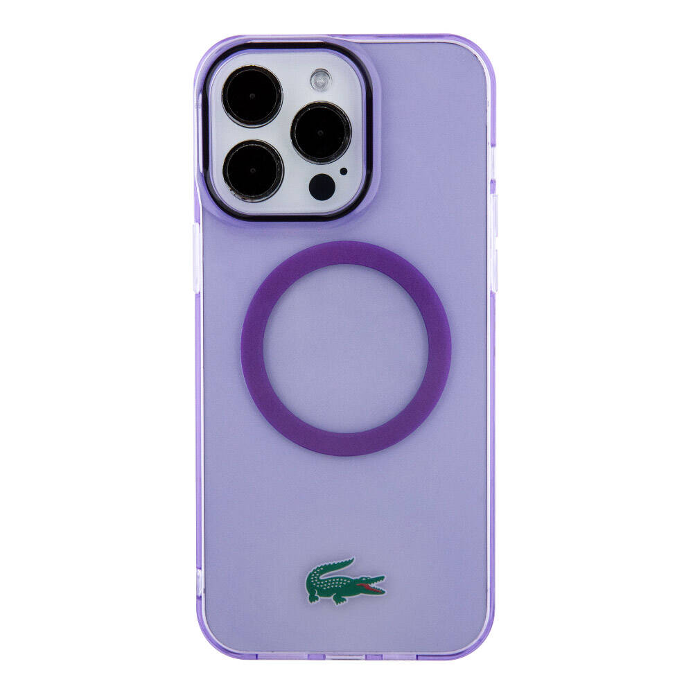 iPhone 15 Pro Kılıf Lacoste Orijinal Lisanslı M-safe Şarj Özellikli İkonik Timsah Logolu Hard Parme Kılıf