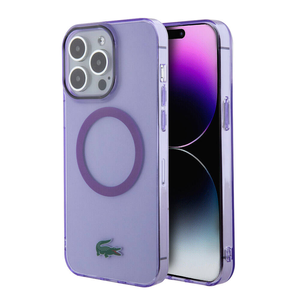 iPhone 15 Pro Kılıf Lacoste Orijinal Lisanslı M-safe Şarj Özellikli İkonik Timsah Logolu Hard Parme Kılıf
