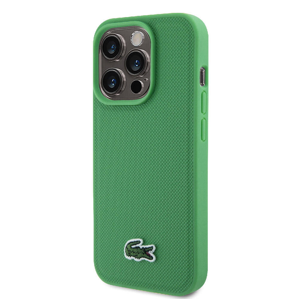 iPhone 15 Pro Kılıf Lacoste Orijinal Lisanslı PU Pike Desenli Arka Yüzey İkonik Timsah Dokuma Logolu Kılıf