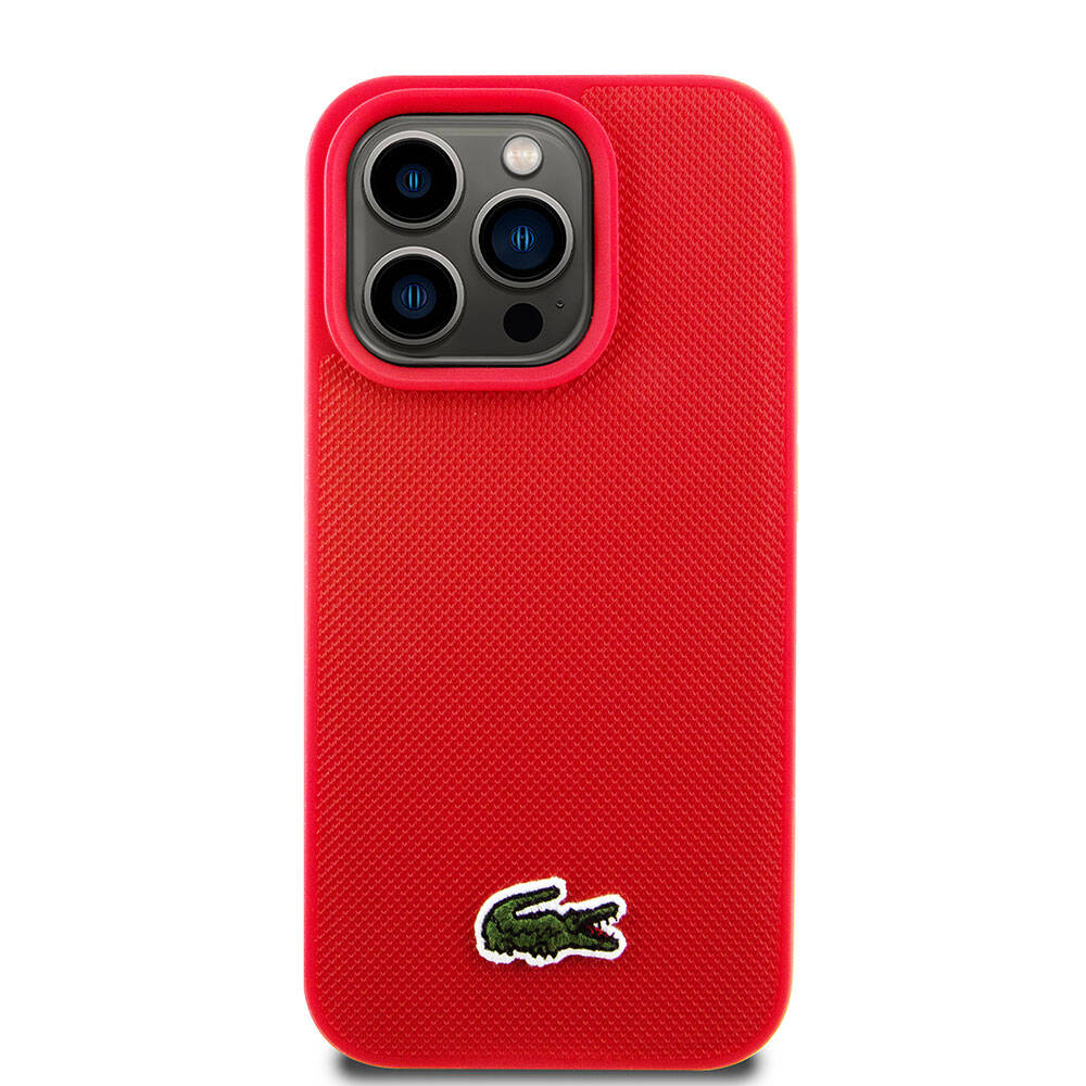 iPhone 15 Pro Kılıf Lacoste Orijinal Lisanslı PU Pike Desenli Arka Yüzey İkonik Timsah Dokuma Logolu Kılıf