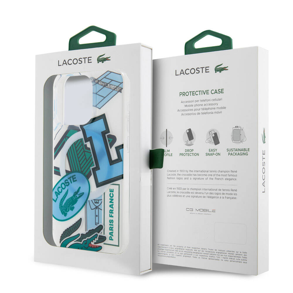 iPhone 15 Pro Kılıf Lacoste orijinal Lisanslı M-safe Şarj Özellikli Çift Katmanlı Yamalar Desenli Kılıf