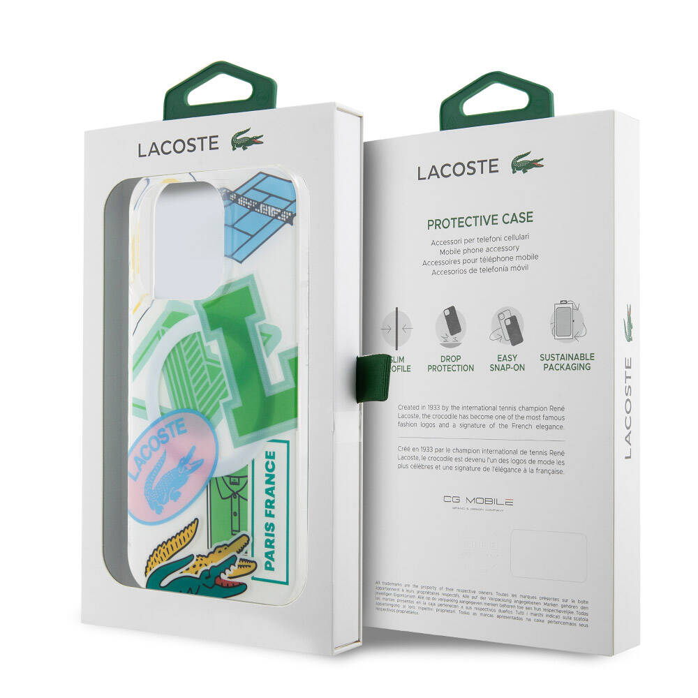 iPhone 15 Pro Kılıf Lacoste orijinal Lisanslı M-safe Şarj Özellikli Çift Katmanlı Yamalar Desenli Kılıf