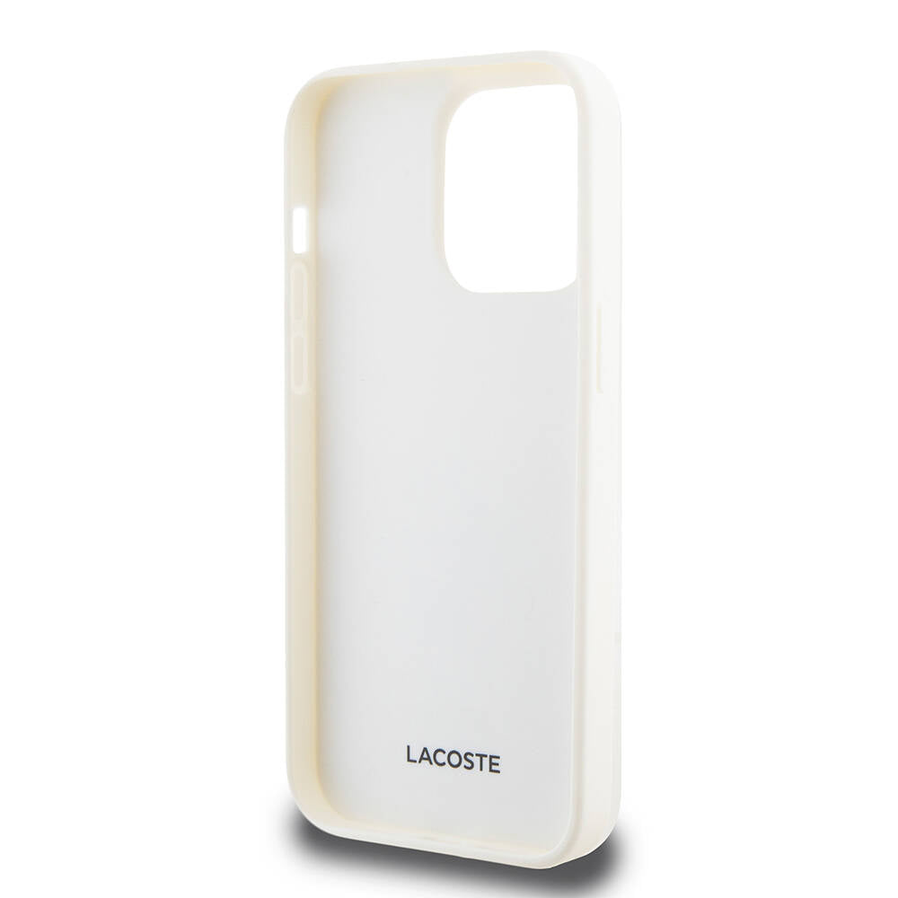 iPhone 15 Pro Kılıf Lacoste orijinal Lisanslı M-safe Şarj Özellikli PU Deri Görünümlü Kartlıklı Karışık Monogram Desenli Kılıf