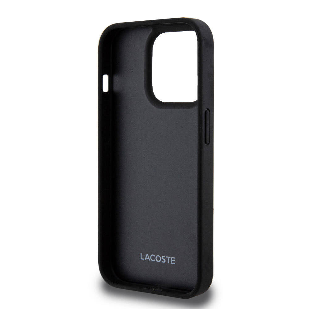 iPhone 15 Pro Kılıf Lacoste orijinal Lisanslı M-safe Şarj Özellikli PU Deri Görünümlü Kartlıklı Karışık Monogram Desenli Kılıf