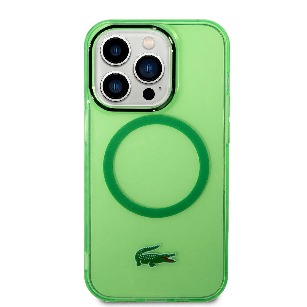 iPhone 15 Pro Kılıf Lacoste orijinal Lisanslı M-safe Şarj Özellikli Transparan Timsah Logo Baskılı Kılıf