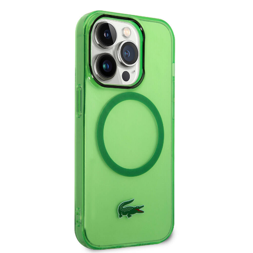 iPhone 15 Pro Kılıf Lacoste orijinal Lisanslı M-safe Şarj Özellikli Transparan Timsah Logo Baskılı Kılıf