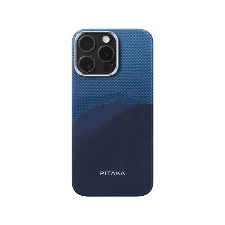 iPhone 15 Pro Kılıf M-safe Şarj Özellikli Lumintex Teknolojili Fosforlu Özellikli Aramid Karbon Fiber Pitaka Tactile Woven Starpeak Serisi Over The Horizon Kılıf