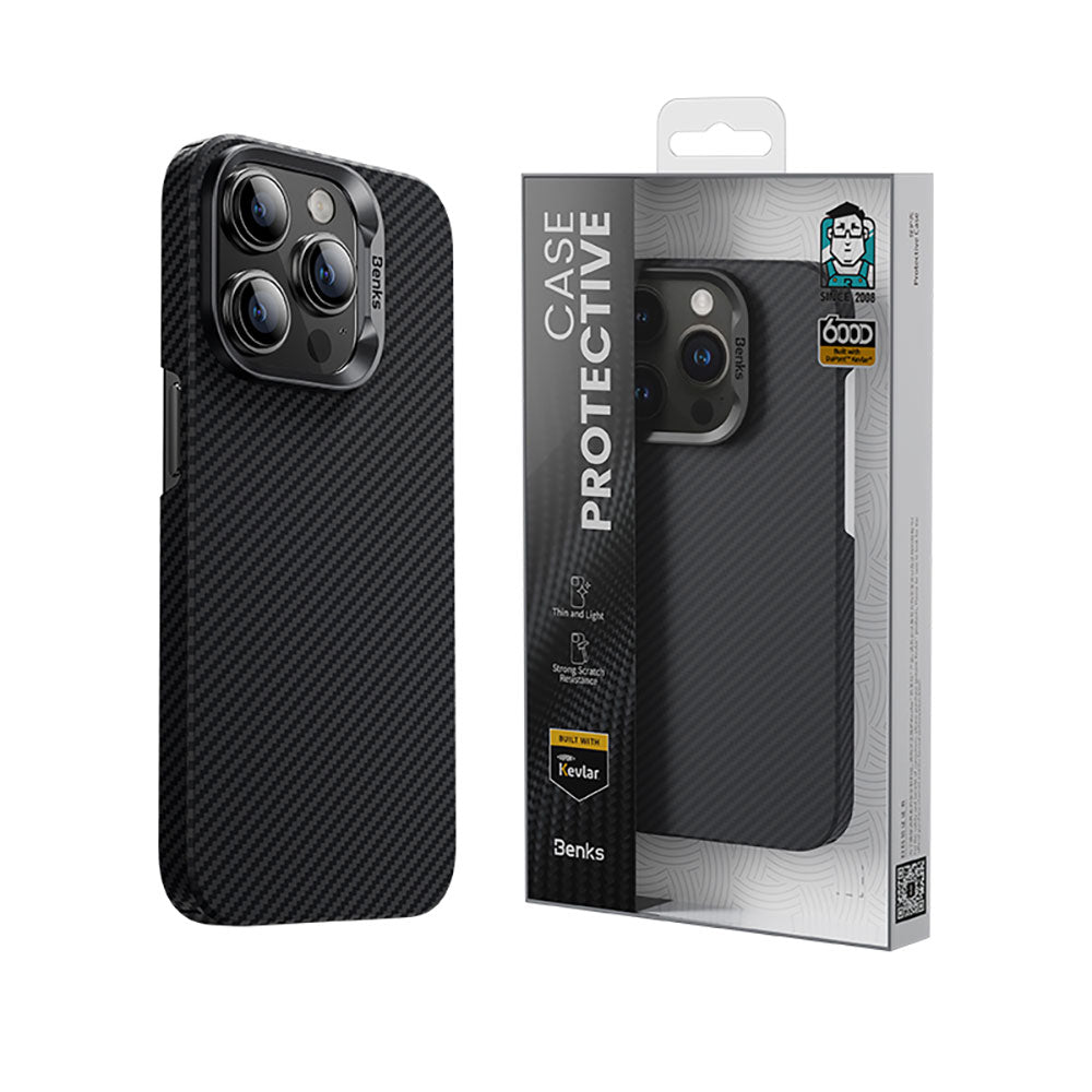 iPhone 15 Pro Kılıf M-safe Özellikli Karbon Fiber Benks Essential ArmorAir 600D Kevlar Kılıf