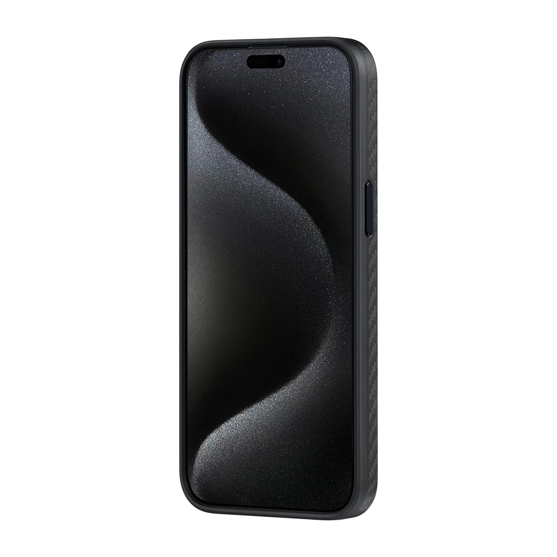 iPhone 15 Pro Kılıf M-safe Şarj Özellikli 1500D Aramid Karbon Fiber Pitaka Military-Grade Classic Serisi Black-Grey Twill Kılıf