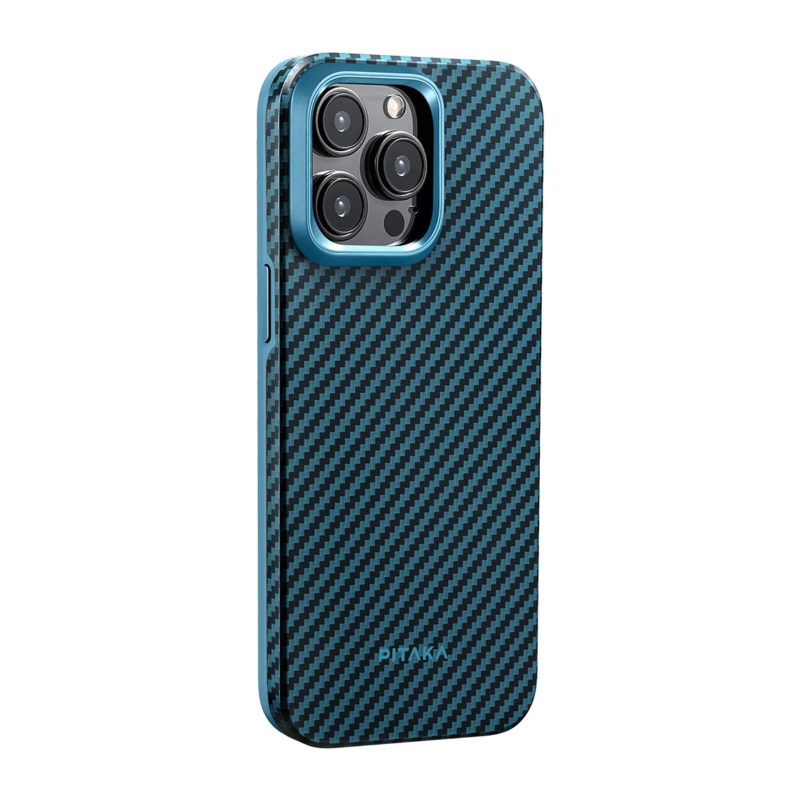 iPhone 15 Pro Kılıf M-safe Şarj Özellikli 1500D Aramid Karbon Fiber Pitaka Military-Grade Classic Serisi Black-Grey Twill Kılıf