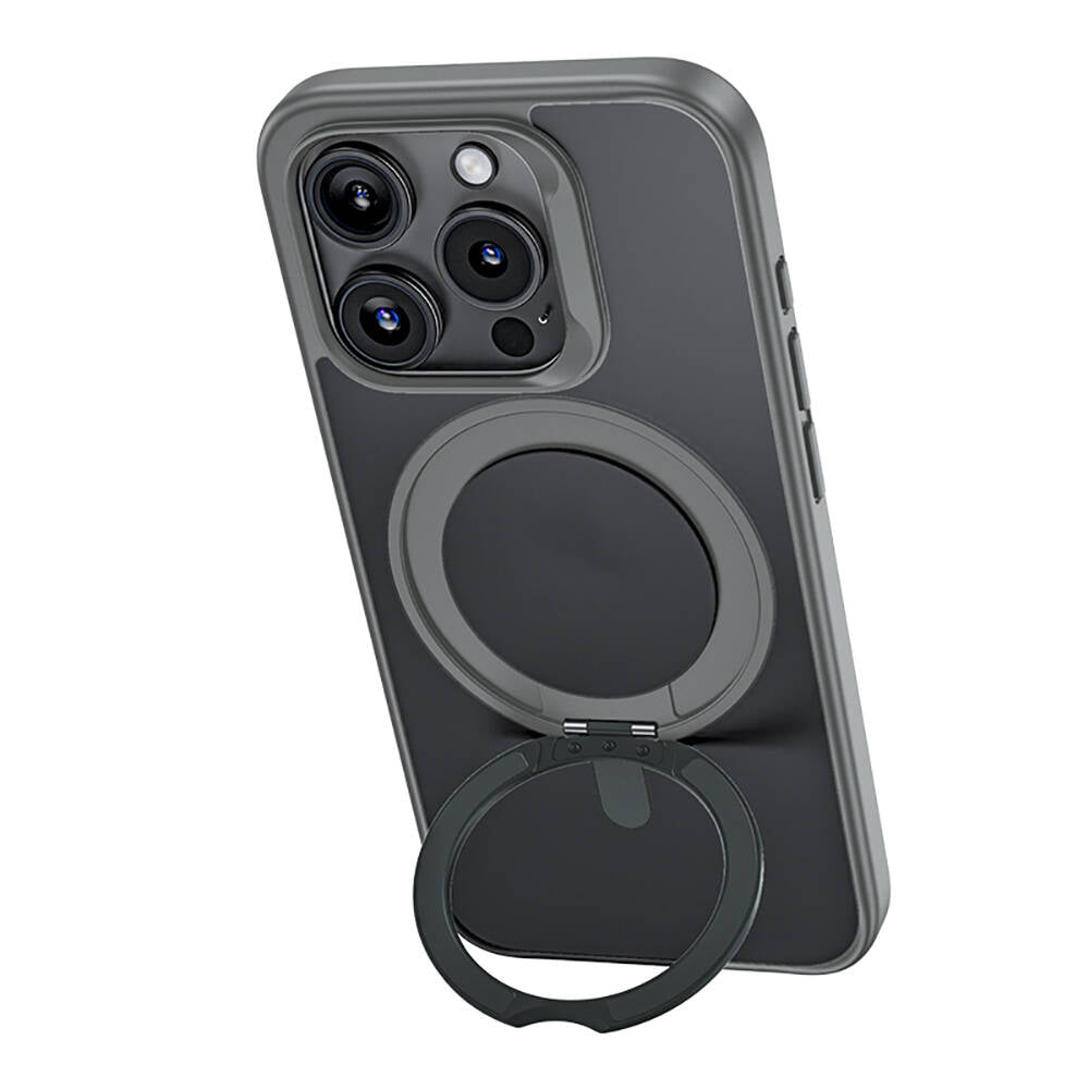 iPhone 15 Pro Kılıf M-safe Şarj Özellikli 360° Dönebilen Benks Pop Stand Kılıf