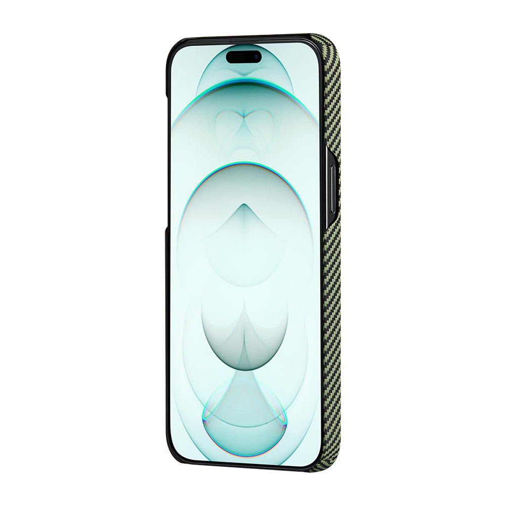 iPhone 15 Pro Kılıf M-safe Şarj Özellikli 600D Aramid Karbon Fiber Pitaka Tactile Woven Orchestra Serisi Overture Kılıf