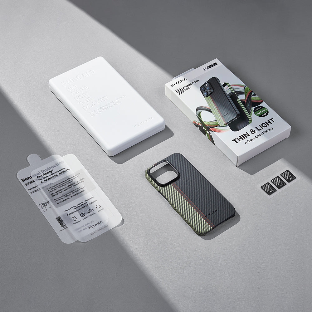 iPhone 15 Pro Kılıf M-safe Şarj Özellikli 600D Aramid Fiber Pitaka Tactile Woven Orchestra Serisi Overture Kılıf