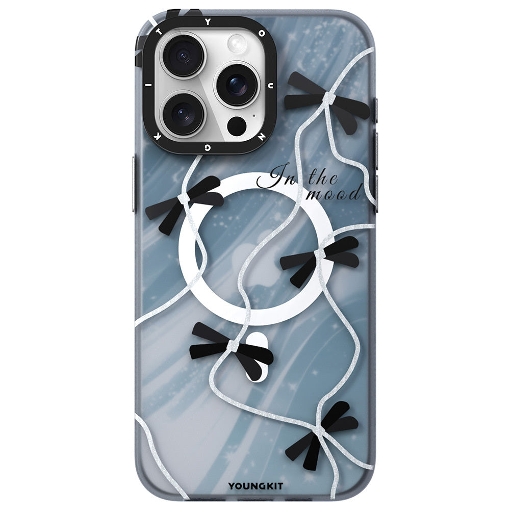 iPhone 15 Pro Kılıf M-safe Şarj Özellikli Airbagli Çift Katmanlı Youngkit Star&Butterfly Serisi Kılıf