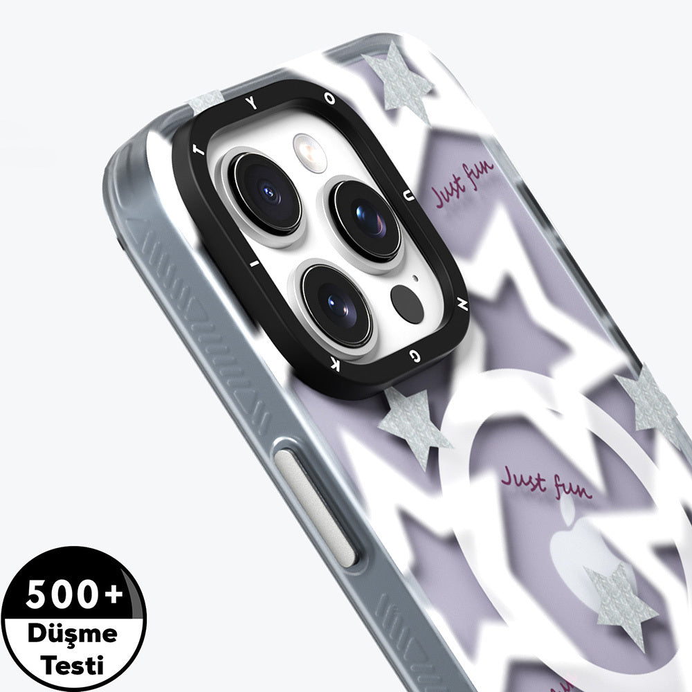 iPhone 15 Pro Kılıf M-safe Şarj Özellikli Airbagli Çift Katmanlı Youngkit Star&Butterfly Serisi Kılıf