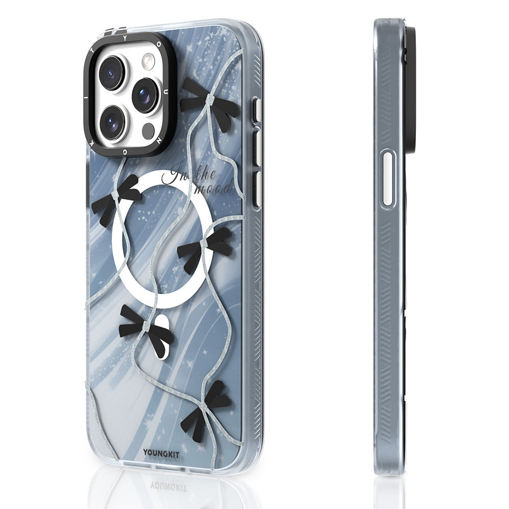 iPhone 15 Pro Kılıf M-safe Şarj Özellikli Airbagli Çift Katmanlı Youngkit Star&Butterfly Serisi Kılıf