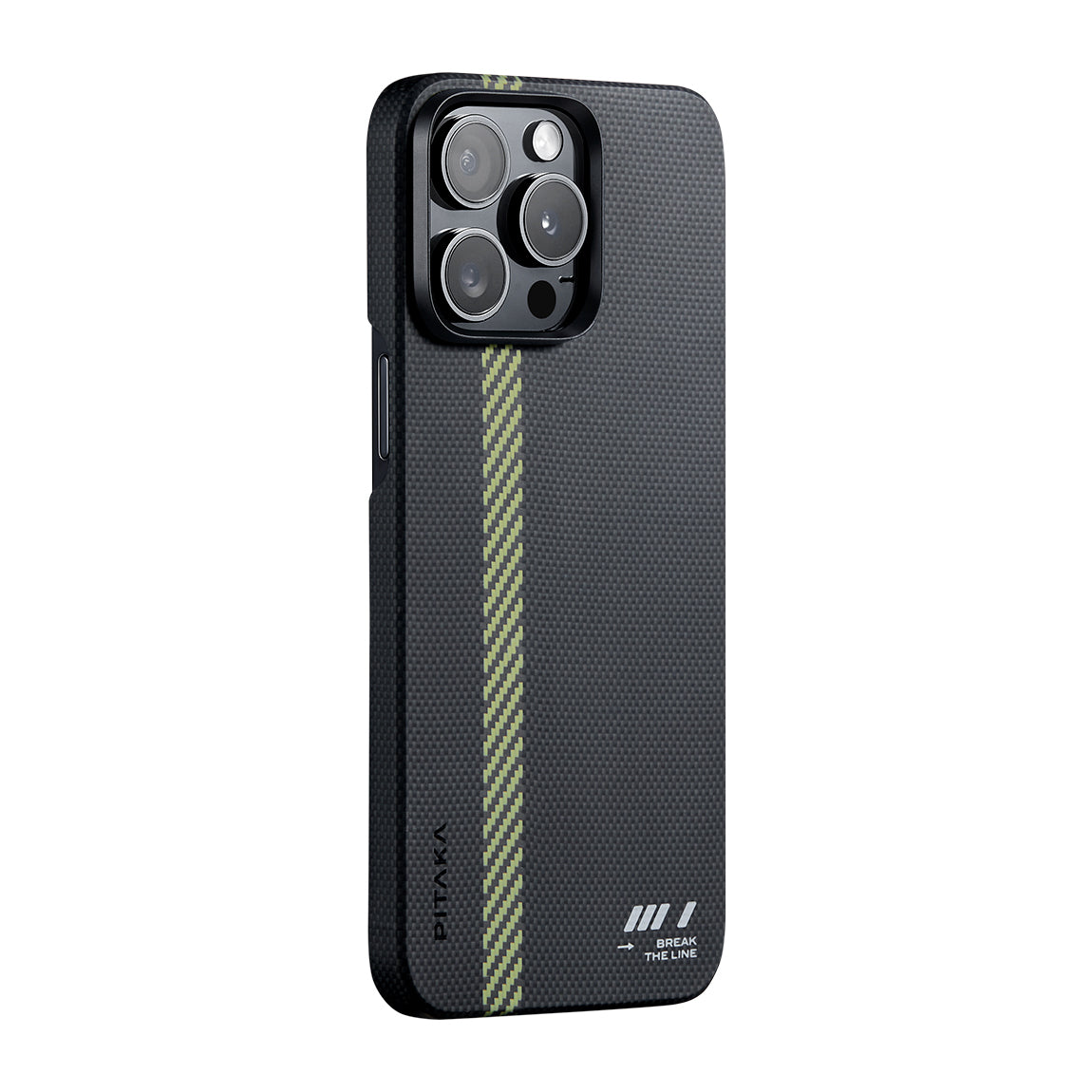 iPhone 15 Pro Kılıf M-safe Şarj Özellikli Aramid Karbon Fiber Pitaka Tactile Woven Break The Line Kılıf