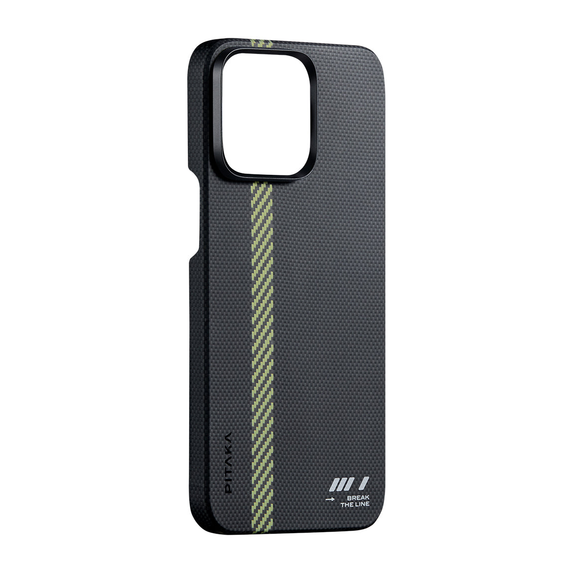 iPhone 15 Pro Kılıf M-safe Şarj Özellikli Aramid Karbon Fiber Pitaka Tactile Woven Break The Line Kılıf