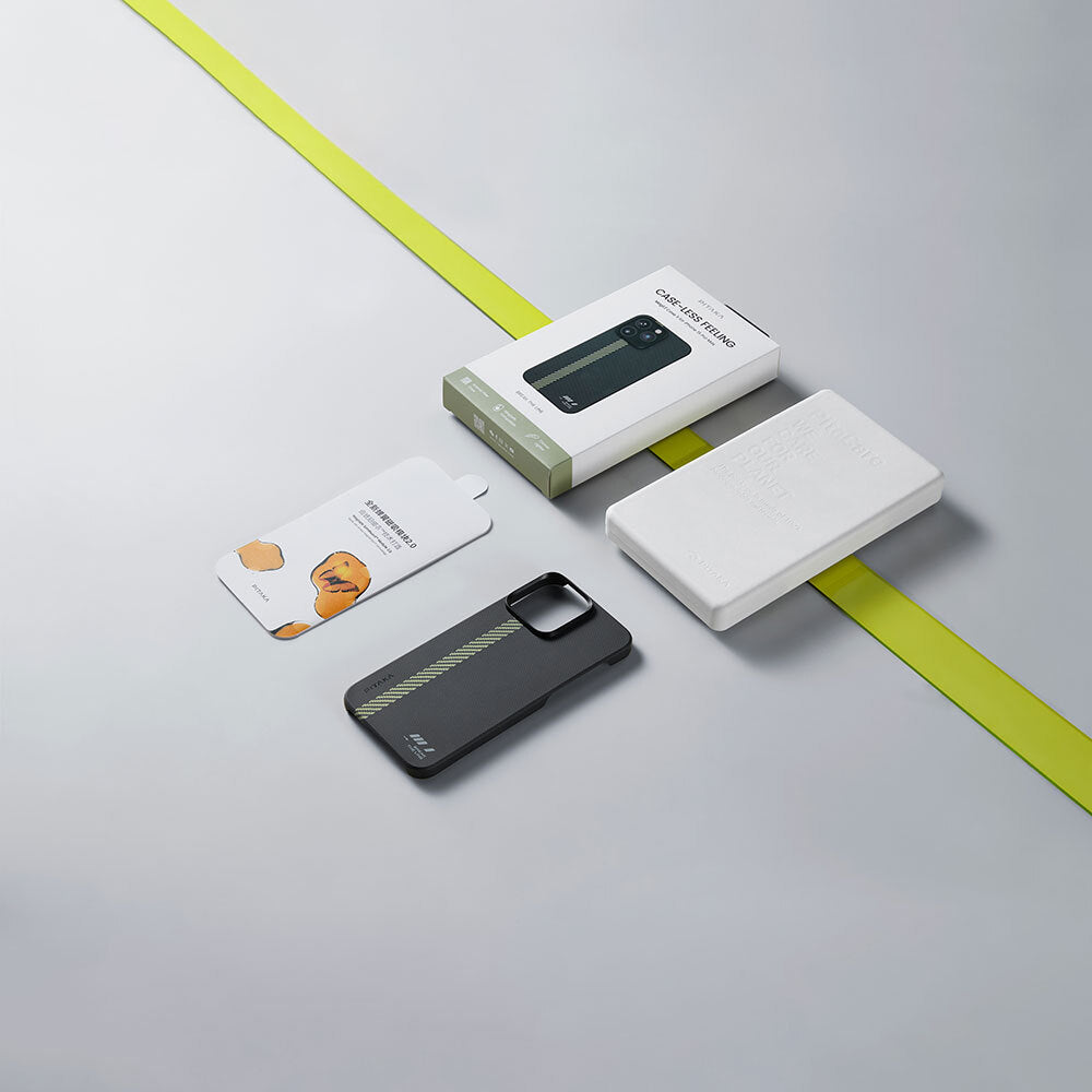 iPhone 15 Pro Kılıf M-safe Şarj Özellikli Aramid Fiber Pitaka Tactile Woven Break The Line Kılıf