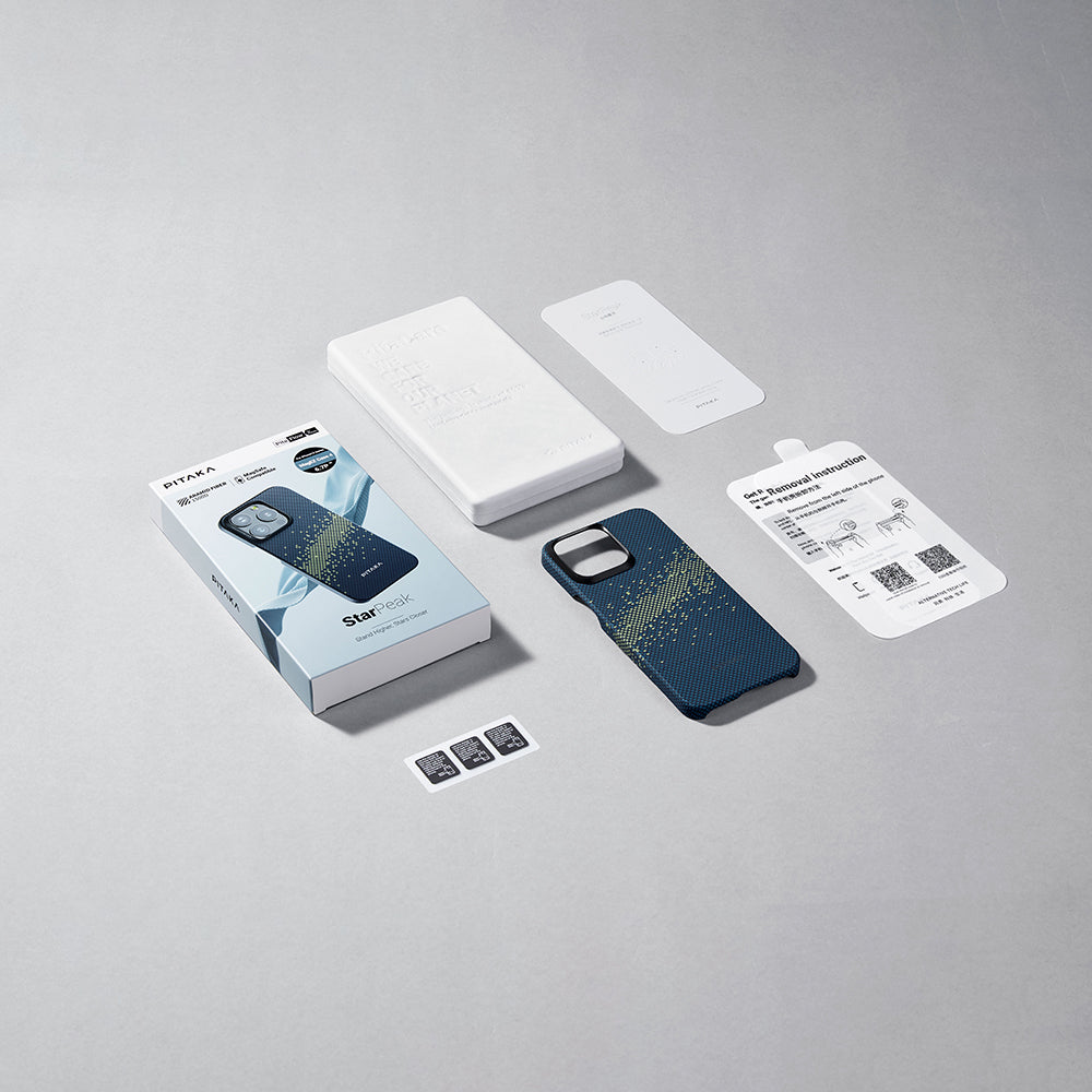 iPhone 15 Pro Kılıf M-safe Şarj Özellikli Aramid Fiber Pitaka Tactile Woven Starpeak Serisi Milky Way Galaxy Kılıf