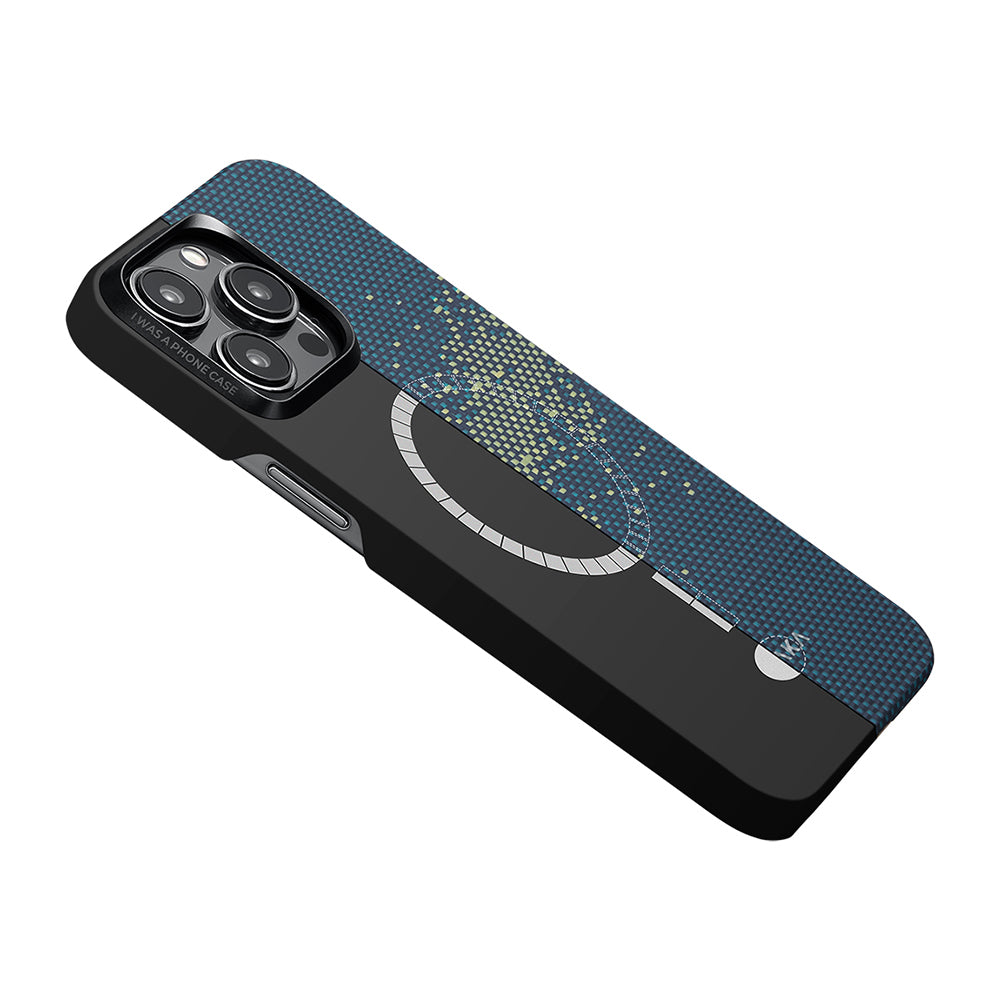 iPhone 15 Pro Kılıf M-safe Şarj Özellikli Aramid Karbon Fiber Pitaka Tactile Woven Starpeak Serisi Milky Way Galaxy Kılıf