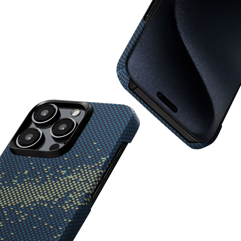 iPhone 15 Pro Kılıf M-safe Şarj Özellikli Aramid Karbon Fiber Pitaka Tactile Woven Starpeak Serisi Milky Way Galaxy Kılıf
