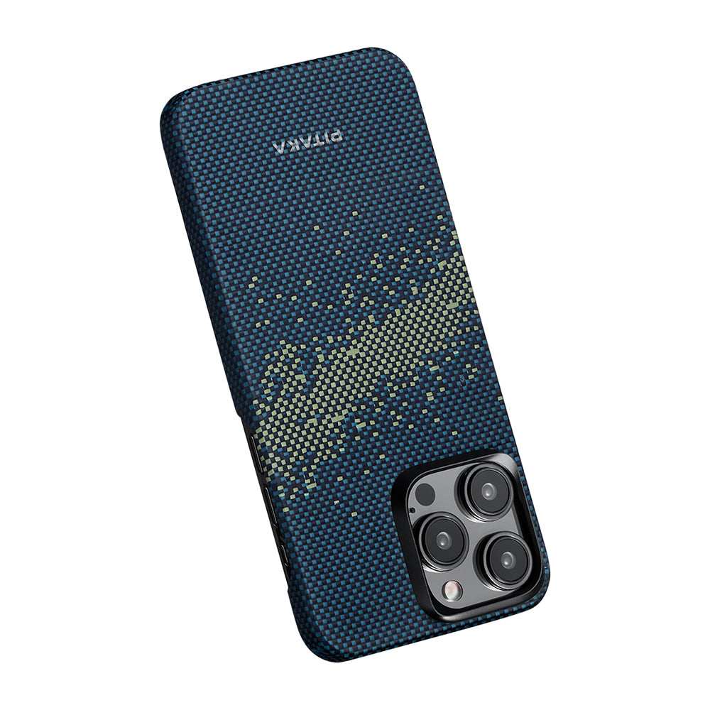 iPhone 15 Pro Kılıf M-safe Şarj Özellikli Aramid Karbon Fiber Pitaka Tactile Woven Starpeak Serisi Milky Way Galaxy Kılıf